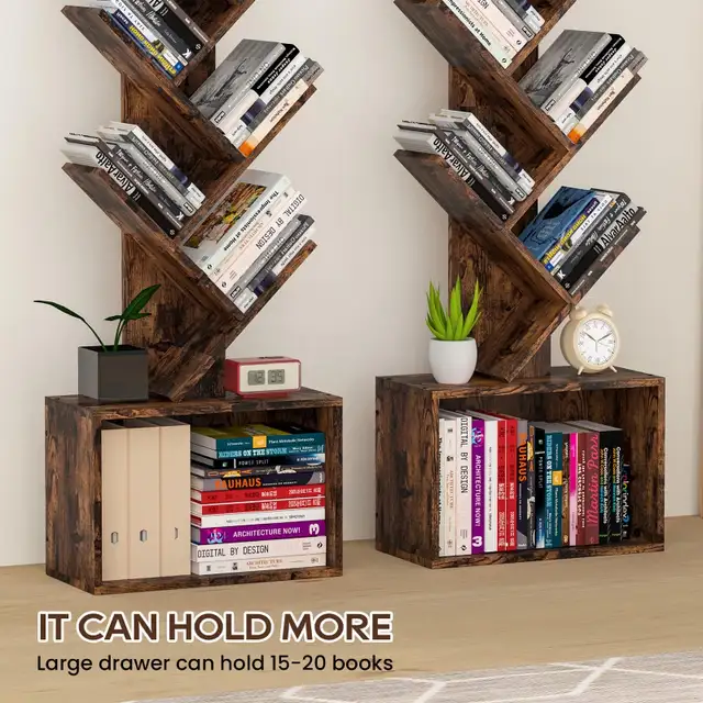 6 Tier Tree Bookshelf, Sturdy Retro Floor Standing Wood  in Bookcases & Shelving Units in City of Toronto - Image 6