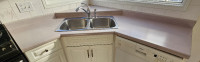 Countertop, kitchen sink and faucet