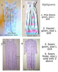 3 Nightgowns l Miss Elaine $20, Kayser $20, Sears gown+robe $33