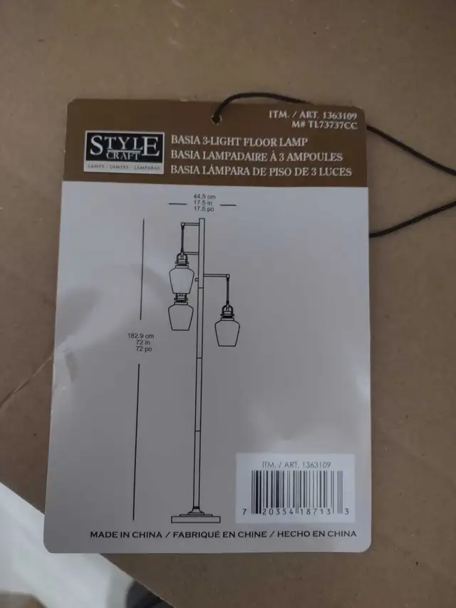 Basia 3-Light LED Floor Lamp in Indoor Lighting & Fans in Kitchener / Waterloo - Image 4