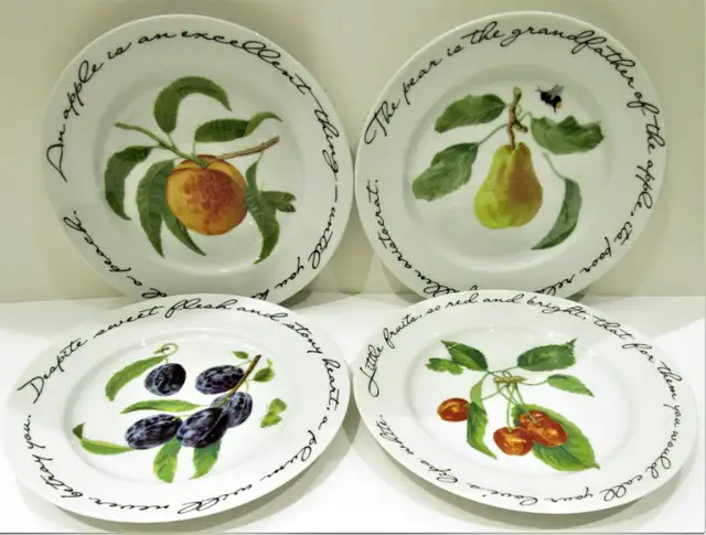 NEW, "WILLIAMS-SONOMA ORCHARD SUITE" SET OF 4 PLATES