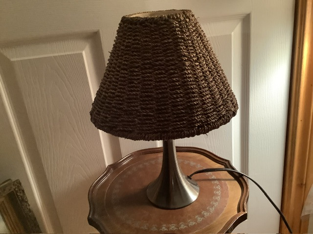 Vintage Wicker Table Lamp with a Chrome Base  in Indoor Lighting & Fans in Belleville - Image 3