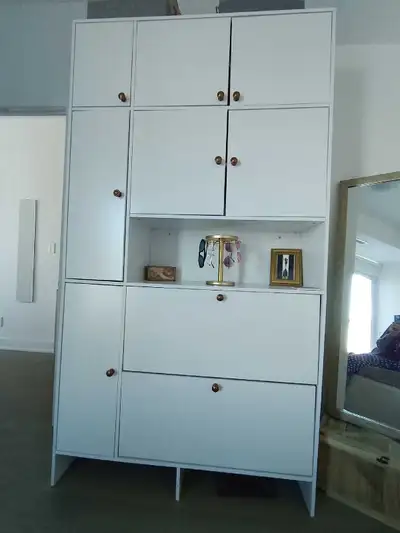 White Wardrobe with Shoe Compartments, View more