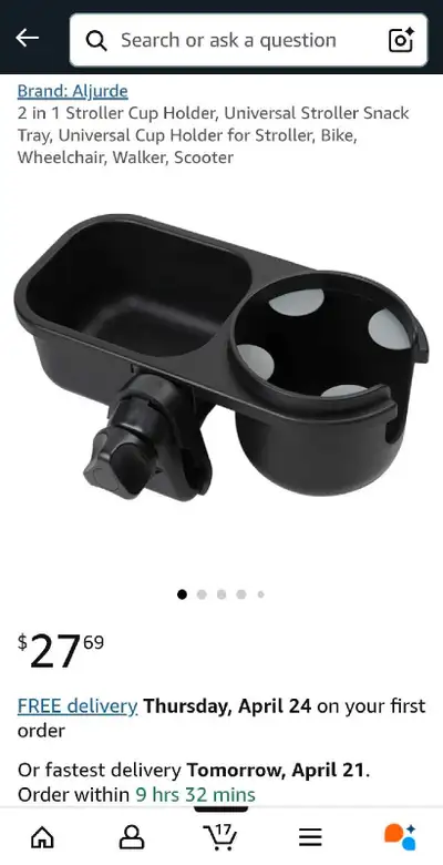Brand New Universal Cup Holder For Stroller Snack Tray, Wh, View more