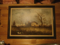RUSTIC LANDSCAPE PAINTING SIGNED HUNTER