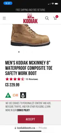 Brand new Kodiak mckinney safety boots
