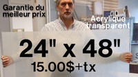 PLEXIGLASS Acrylique 1/8'' (3mm) transp. Easy pickup à Montréal