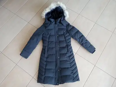 Superbe manteau long en duvet Company of Adventurers pour la Baie d'Hudson Gris, taille XS COMME NEU...