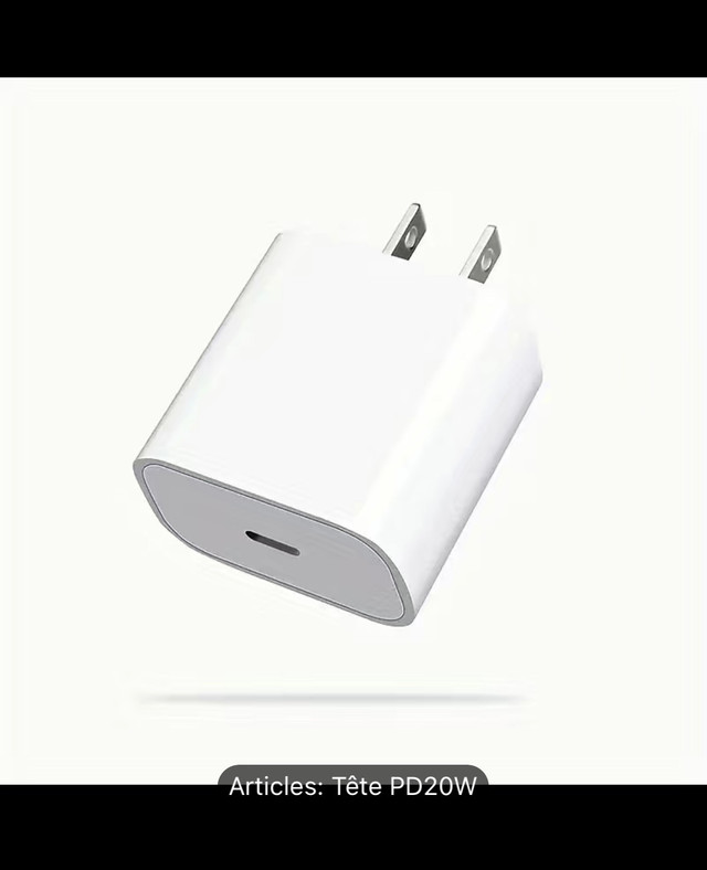 Chargeur applePD FFast Haute Puissance 20 W + Câble Pour Câble D dans Accessoires pour cellulaires  à Trois-Rivières - Image 2