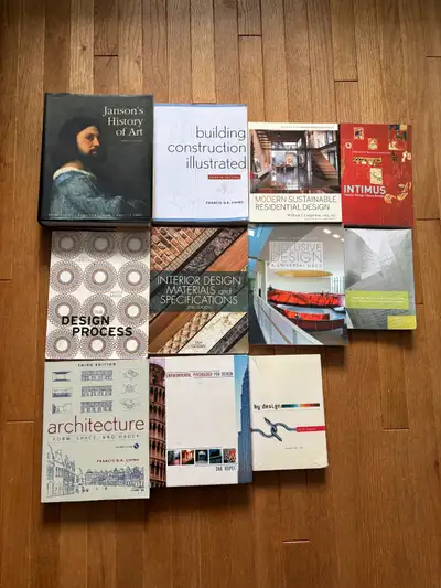 Textbooks from Algonquin College Bachelor of Interior Design. These are from when I took the program...
