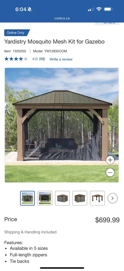 Brand New Yardistry Mosquito Mesh Kit for Gazebo ( 12x16 ), View more