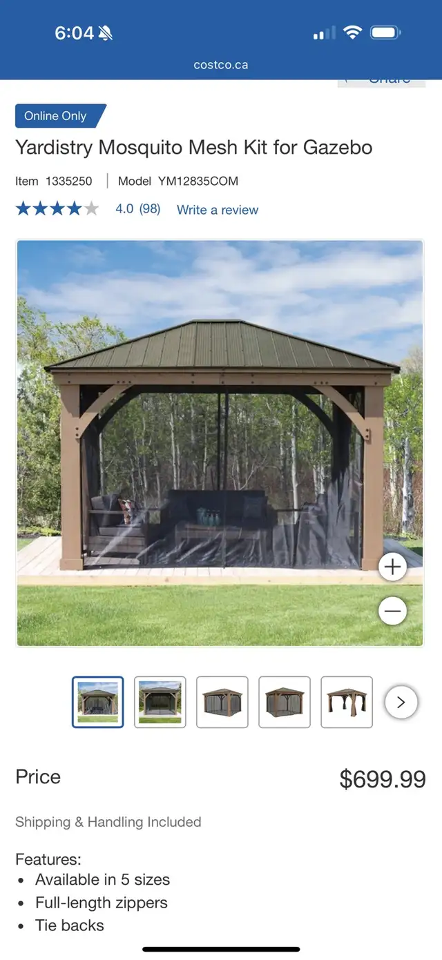 Brand New Yardistry Mosquito Mesh Kit for Gazebo ( 12x16 ) in Patio & Garden Furniture in Ottawa - Image 2