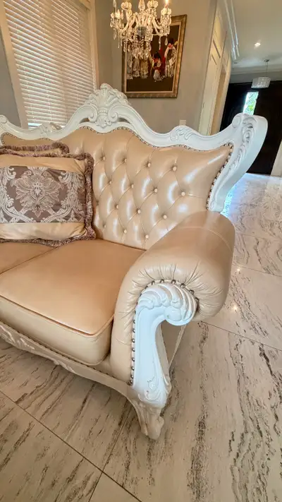 ESTATE FURNITURE SALE – Solid Wood Ivory & Gold Furniture, View more