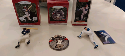 Hank Aaron Jackie Robinson and Nolan Ryan Christmas ornaments