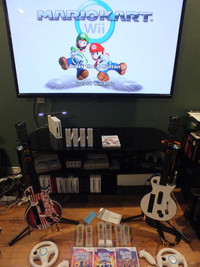 Wii Console Bundle Guitar Hero Mario Kart super mario Guitars +
