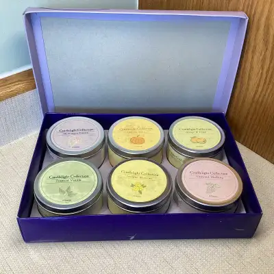 6 Pack Candlelight Collection Fragrant Candle Tins, View more