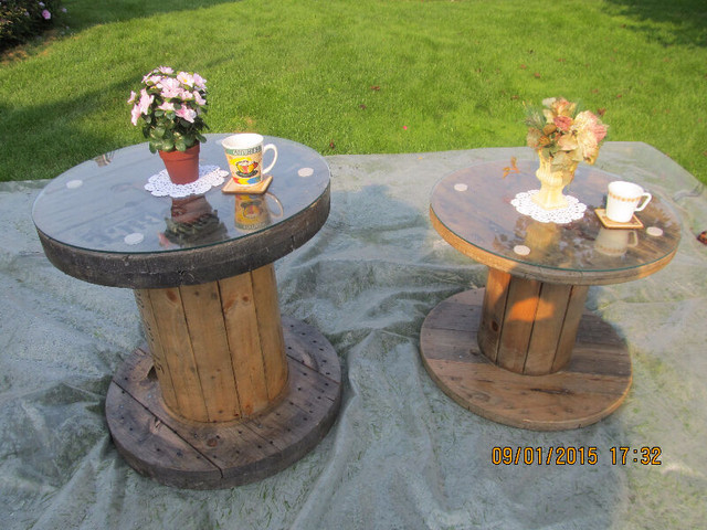 For Sale: Beautiful varnished wood cable spool coffee tables | Coffee Tables  | Belleville | Kijiji