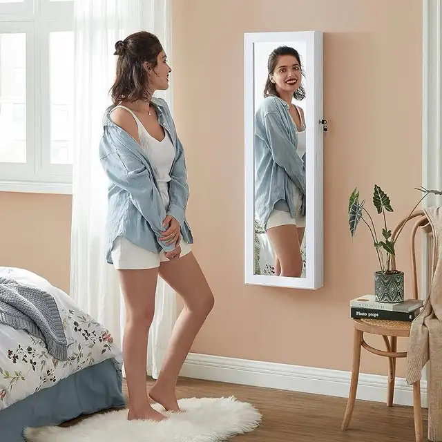 6 LEDs Mirror Jewelry Cabinet, 47.2-Inch Tall Lockable Wall or in Home Décor & Accents in Markham / York Region - Image 2