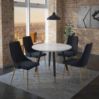New Sleek 5pc Dining Set in White with Black Chair Clearance