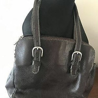 Roots Genuine Leather Chocolate Brown Hand Bag Like New Conditio