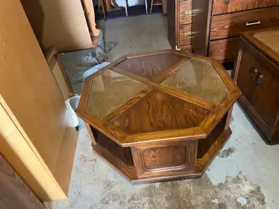 Free delivery used Octagonal  Coffee Table with Cane and Glass, View more