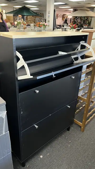 Narrow Shoe Storage Cabinet with 3 Flip Drawers and Adjustable, View more