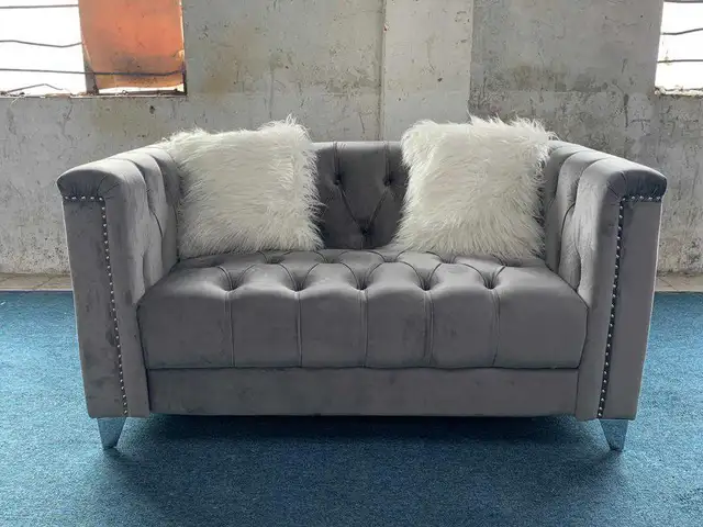Grey Velvet Sofa Set in Multi-item in Markham / York Region - Image 3