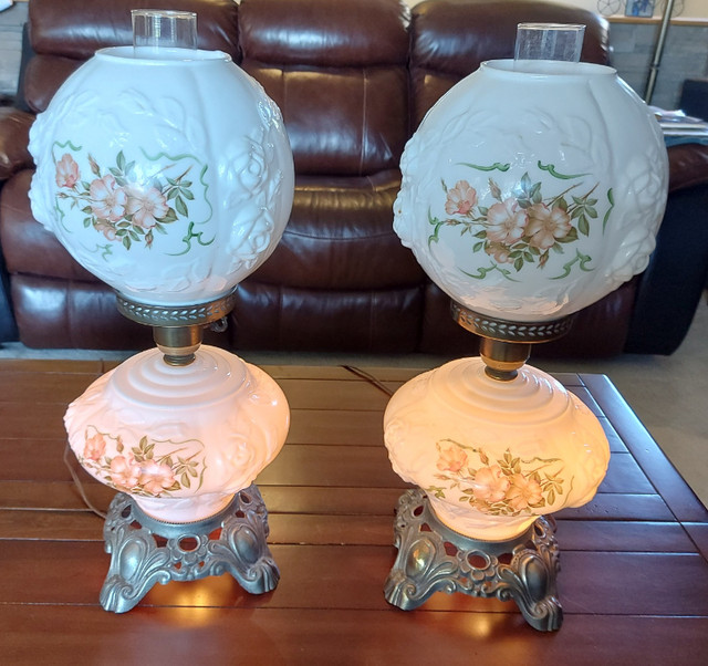 Table Lamps - pair of Decorative Glass Imitation Oil Lamps in Indoor Lighting & Fans in London - Image 2