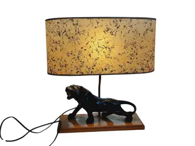 Vintage MCM 50s  Black Panther Table Lamp. i, View more