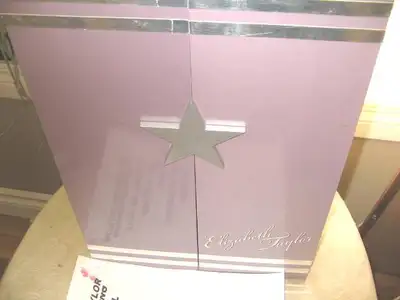 TAYLOR PURPLE DRESSING ROOM TRUNK, PIC, MISC NO DOLL CHOICE OF 2.. This is Elizabeth Taylor's dressu...