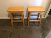 2 solid wooden barstools