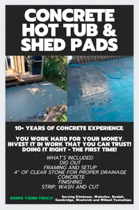 CONCRETE HOT TUB AND SHED PADS!