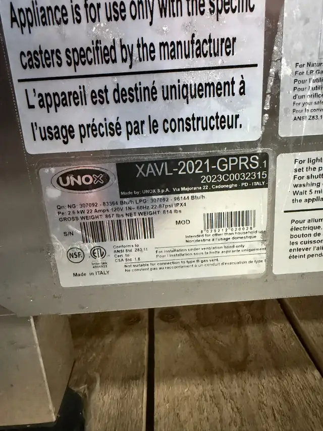 2023 Unox XAVL-2021-GPRS Natural Gas Combi Oven-120V, 1 Phase in Other in City of Toronto - Image 5