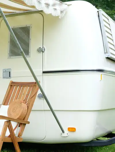 Awning brackets, made from solid aluminum. Use with adjustable poles ..... no need for poles in the...