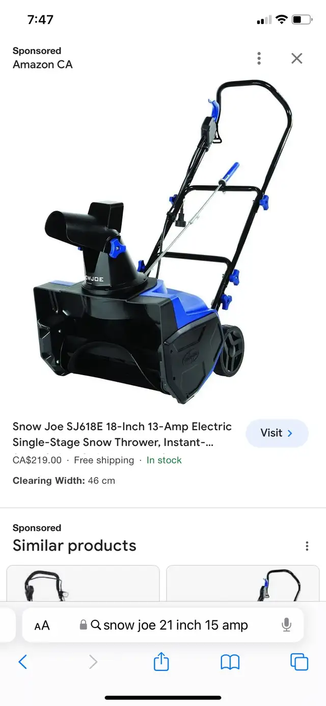 Snow joe 21inch electric snow thrower in Snowblowers in Oshawa / Durham Region - Image 3