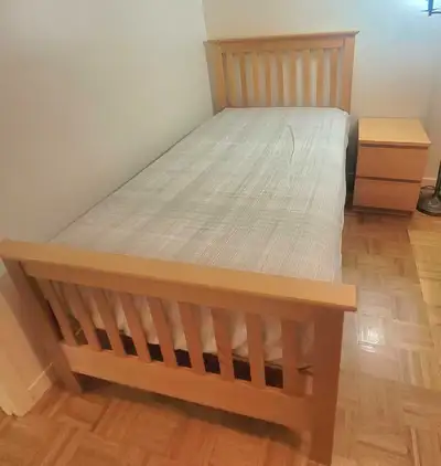 set de chambre lit simple, table chevet, matelas Sealy Posturepe, View more