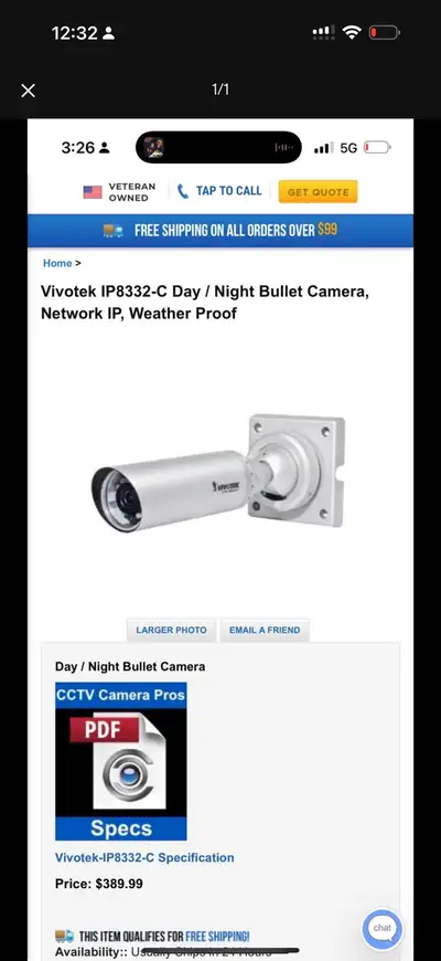 Vivotek IP8332-C Camera, View more