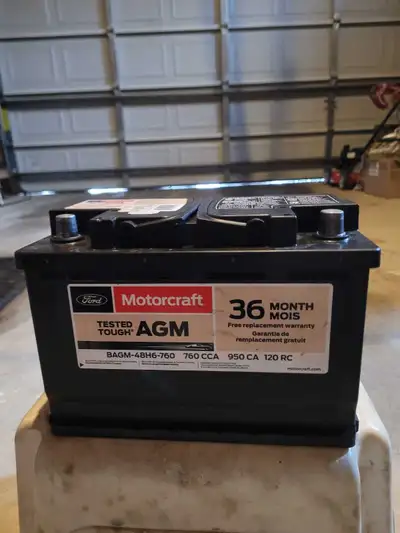 Brand new AGM battery. For a Ford escape but fits many Ford vehicles. Used 1 day and car died. Purch...