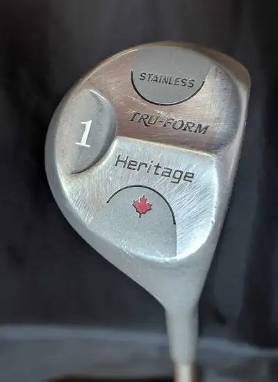 Right handed True-Form Heritage Stainless 1 Wood with steel shaft with reverse wrap grip.