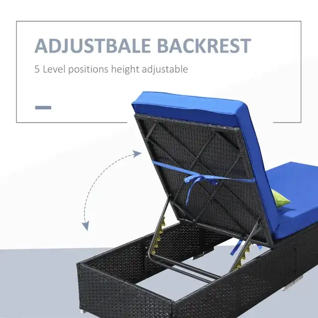 Patio Wicker Lounger, Outdoor PE Rattan Single Chaise Lounge in Patio & Garden Furniture in Markham / York Region - Image 4