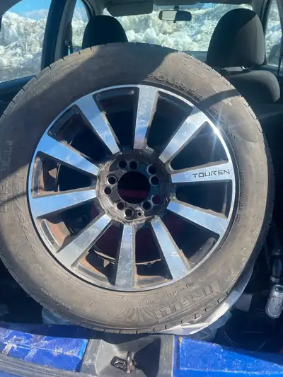 Four rims/tires from a 2021 Kia Soul. Rims have 2 bolt patterns. Tires have at least 60% tread left.
