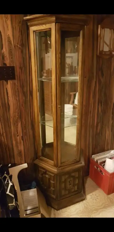 Great condition Dimensions 12.5 × 68in 2 glass shelves with light. Pickup only