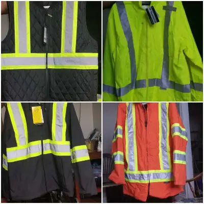 Brand new high-visibility 3 jackets & 1 vest, size XL, designed, View more