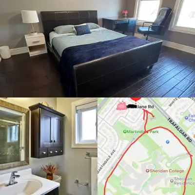 --- 5 mins walking distance to Sheridan Trafalgar Campus ( 500 metres) --- Total 3 bedrooms ( for on...