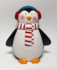 Penguin Christmas Holiday Cookie Jar
