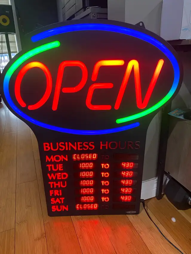 Open Sign Programmable Days & Hours