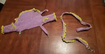 Handmade crochet dog harness with leash, View more