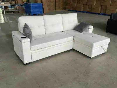 White Sectional Sofa Bed with Storage, View more