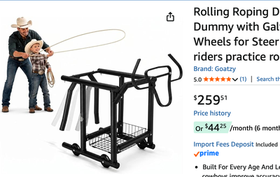 NEW Rodeo Lasso & Roping Practice Dummy on Wheels Steel BNIB, View more