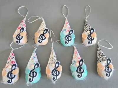 Spruce up your space with this brand new, whimsical 9-piece set of music note gnomes ornaments! Thes...